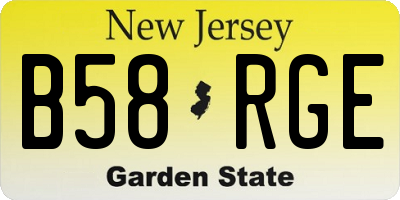 NJ license plate B58RGE