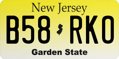 NJ license plate B58RKO