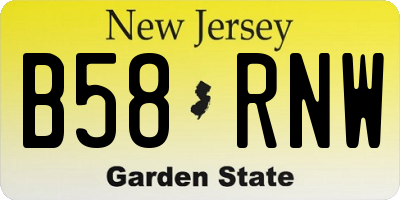 NJ license plate B58RNW