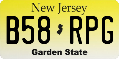NJ license plate B58RPG