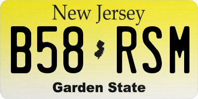 NJ license plate B58RSM