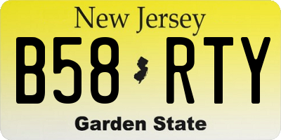 NJ license plate B58RTY