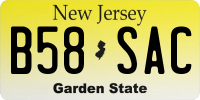 NJ license plate B58SAC