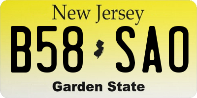 NJ license plate B58SAO