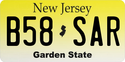 NJ license plate B58SAR