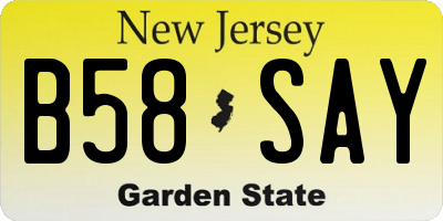 NJ license plate B58SAY