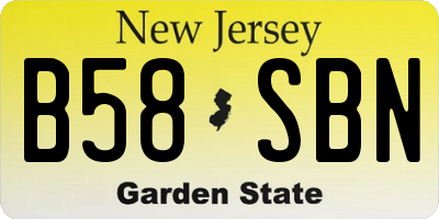 NJ license plate B58SBN