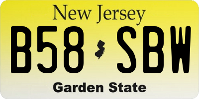 NJ license plate B58SBW