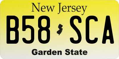 NJ license plate B58SCA