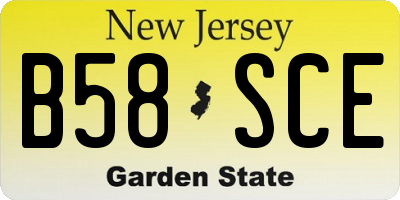 NJ license plate B58SCE