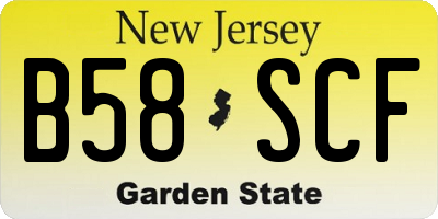 NJ license plate B58SCF