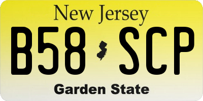 NJ license plate B58SCP