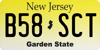 NJ license plate B58SCT