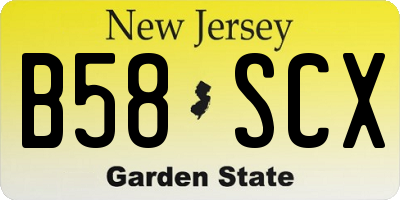 NJ license plate B58SCX