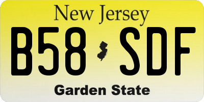 NJ license plate B58SDF