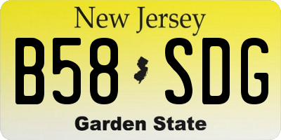 NJ license plate B58SDG