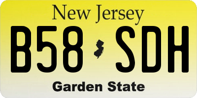 NJ license plate B58SDH