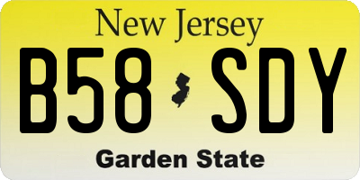 NJ license plate B58SDY