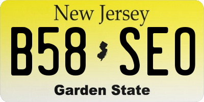 NJ license plate B58SEO