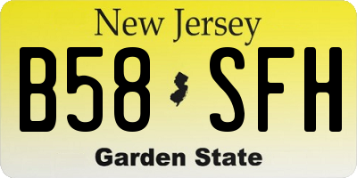 NJ license plate B58SFH