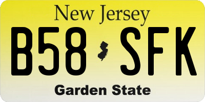 NJ license plate B58SFK
