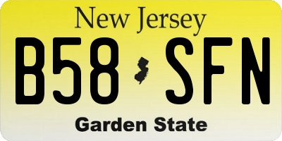 NJ license plate B58SFN