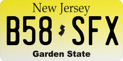 NJ license plate B58SFX