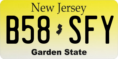 NJ license plate B58SFY