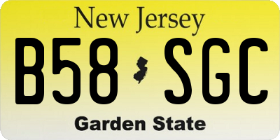 NJ license plate B58SGC