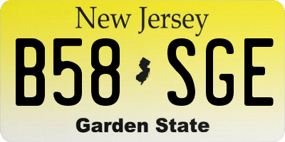 NJ license plate B58SGE