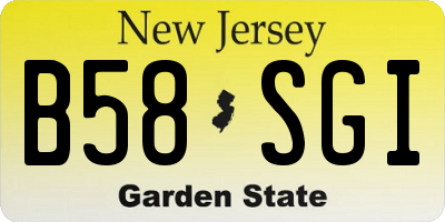 NJ license plate B58SGI