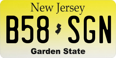 NJ license plate B58SGN