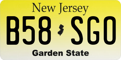 NJ license plate B58SGO