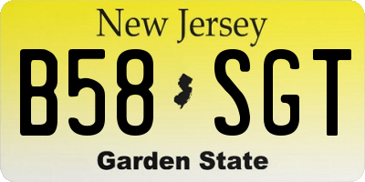 NJ license plate B58SGT