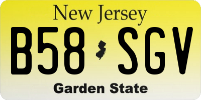 NJ license plate B58SGV