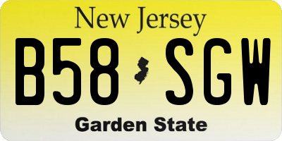NJ license plate B58SGW