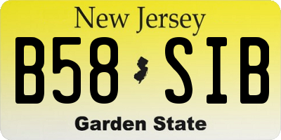 NJ license plate B58SIB