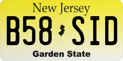 NJ license plate B58SID