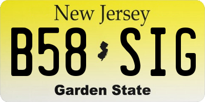 NJ license plate B58SIG