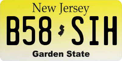 NJ license plate B58SIH
