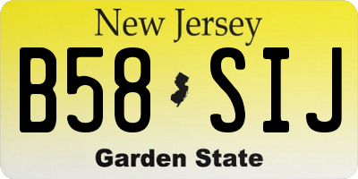 NJ license plate B58SIJ