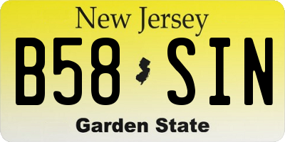 NJ license plate B58SIN