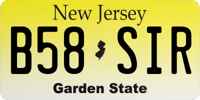 NJ license plate B58SIR
