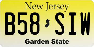 NJ license plate B58SIW