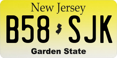NJ license plate B58SJK