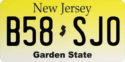 NJ license plate B58SJO