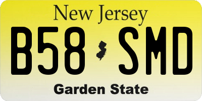 NJ license plate B58SMD