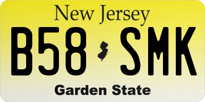 NJ license plate B58SMK