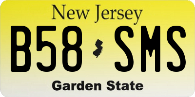 NJ license plate B58SMS