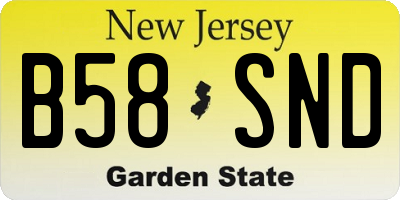 NJ license plate B58SND